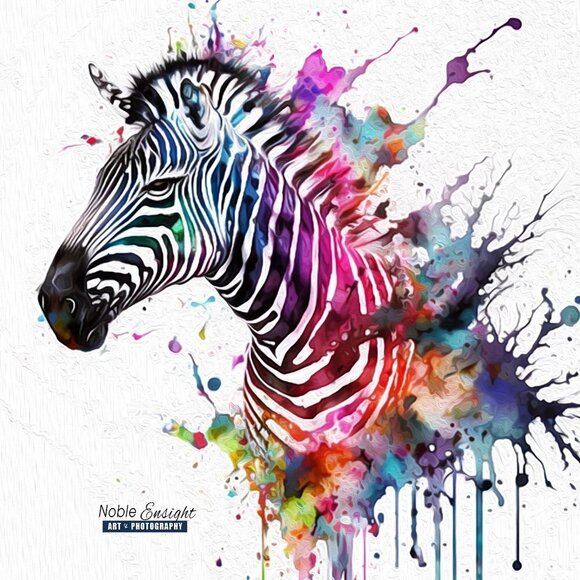 8x8 Zebra Fantasy Wall Art‎ Watercolor Oil Painting Print - Picture 4 of 6